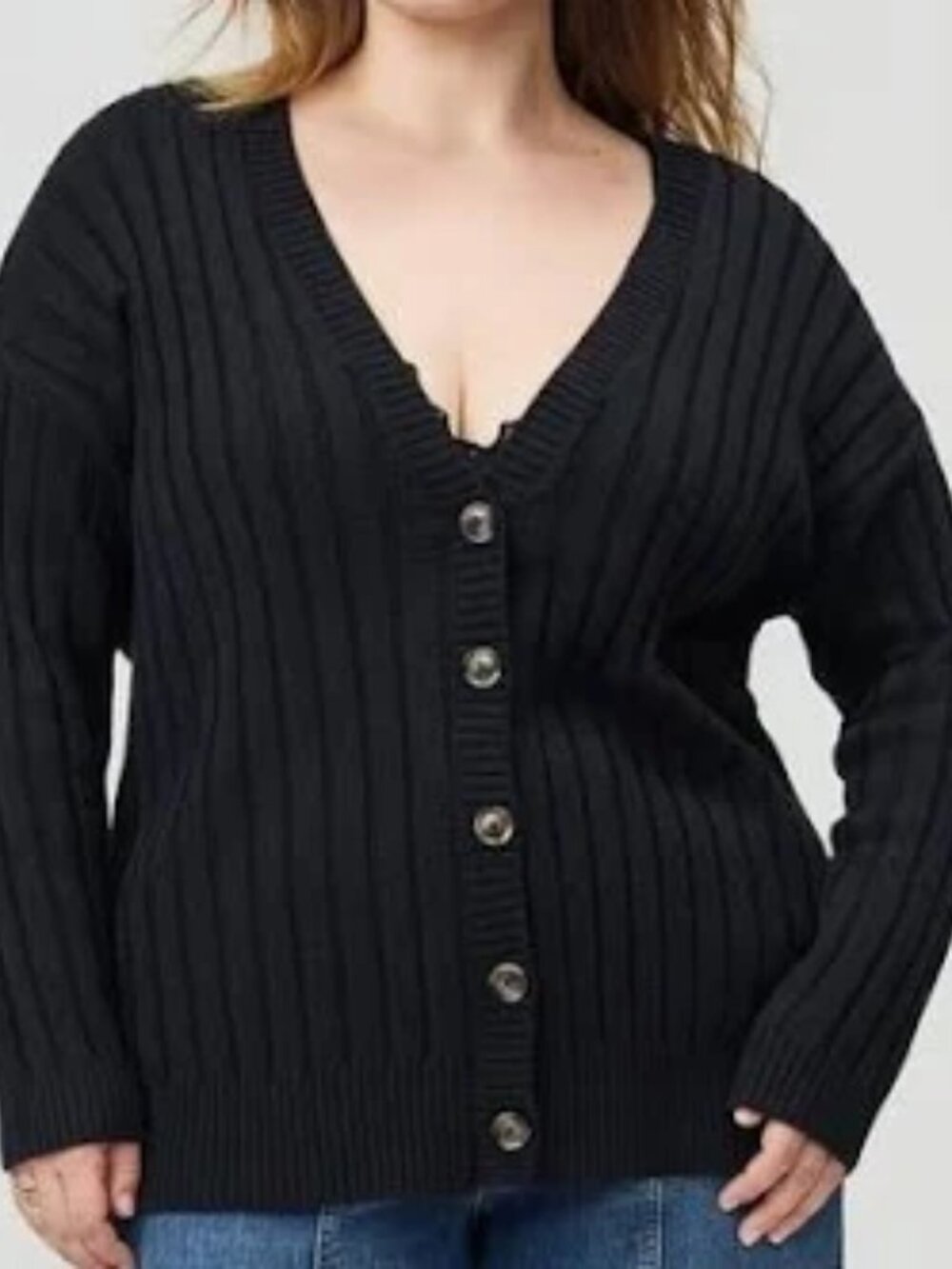 Torrid Black Ribbed Cardigan - NWOT - Picture 1 of 3